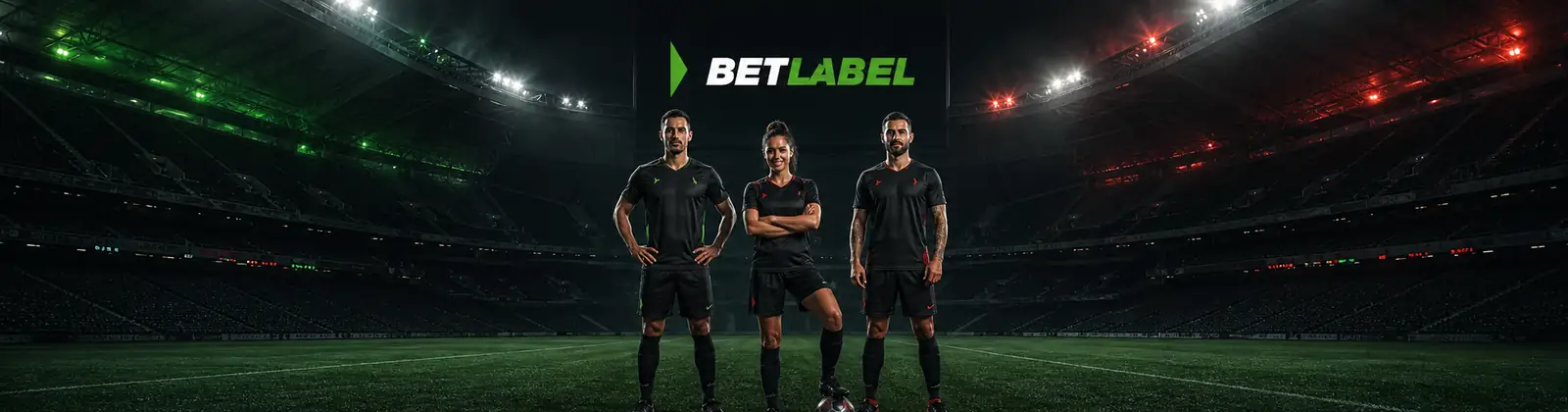 Futebolistas adultos ao centro de um estádio português com a marca BetLabel