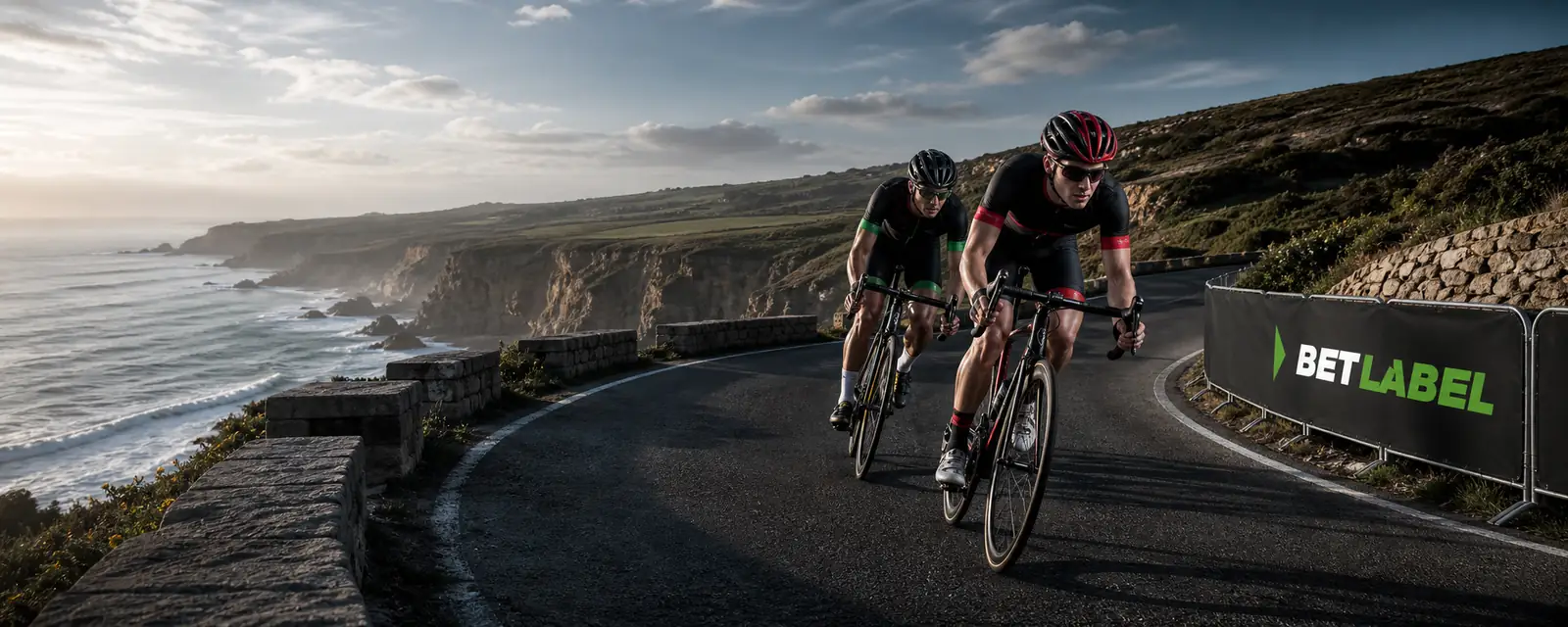 Ciclistas adultos numa prova portuguesa com a marca BetLabel