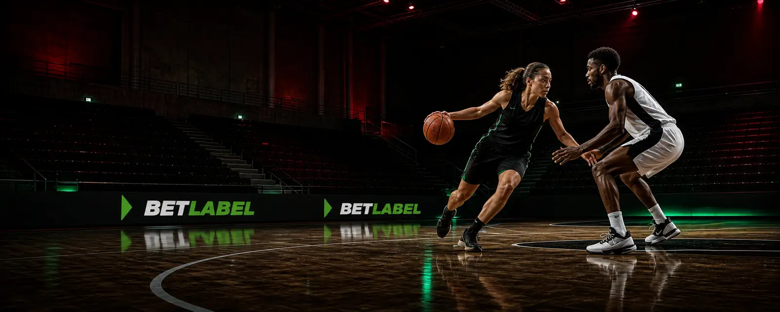 Basquetebolistas durante um jogo português com a marca BetLabel